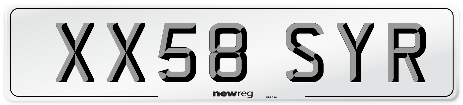XX58 SYR Number Plate from New Reg